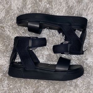 black platform sandals size 6